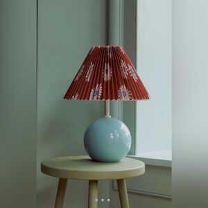 Anthropologie Sommer Printed Pleated Empire Shade Ceramic Table Lamp